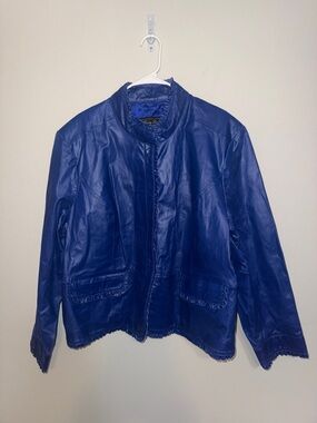 Terry Lewis Classic Luxuries Royal Blue Leather Jacket 3X. T